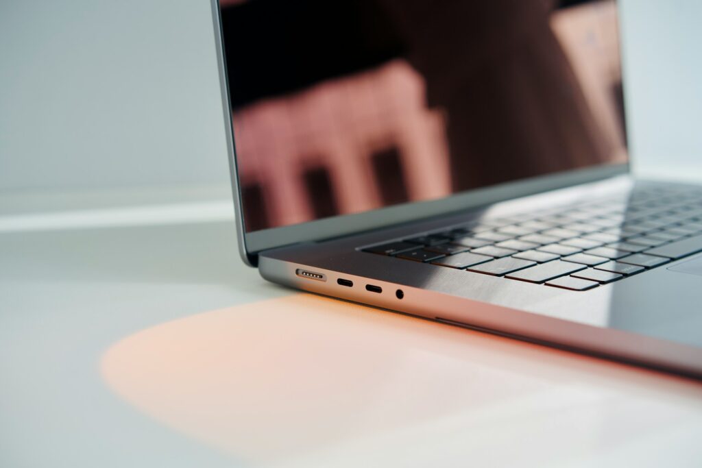 Open laptop on a table