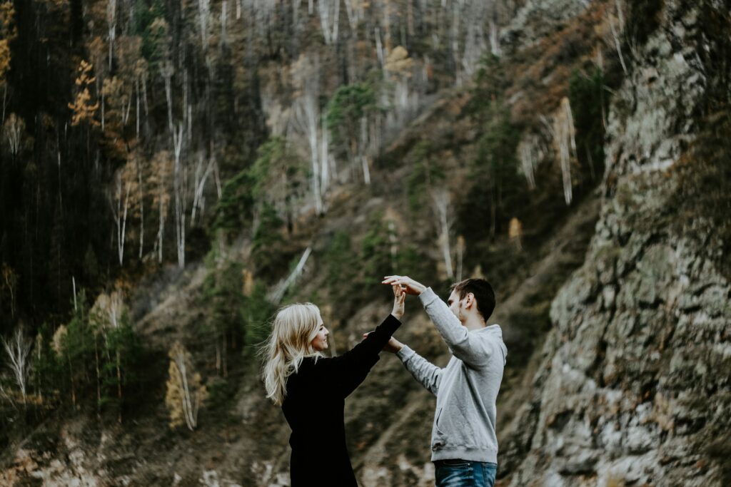 couple dancing in nature