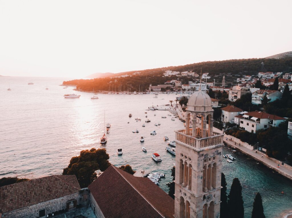 View of Hvar, Croatia, at sunset