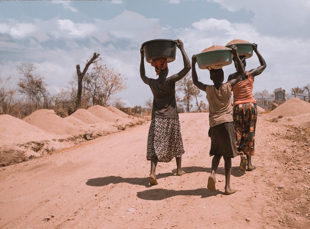 Three children in Uganda, Africa