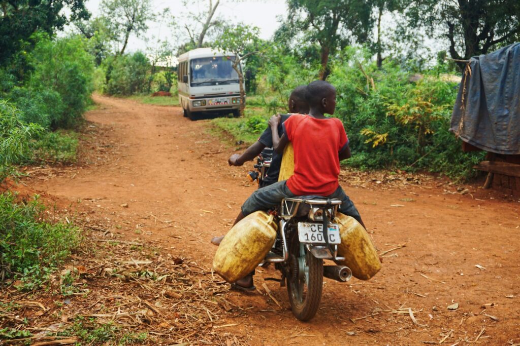 Road in a village in Uganda