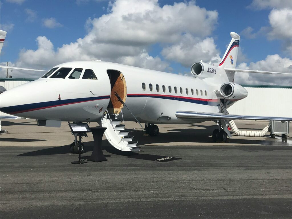 Private jet on the runway